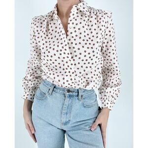 NWT Vintage 80s Smith & Jones Floral Button Down Blouse Size 10